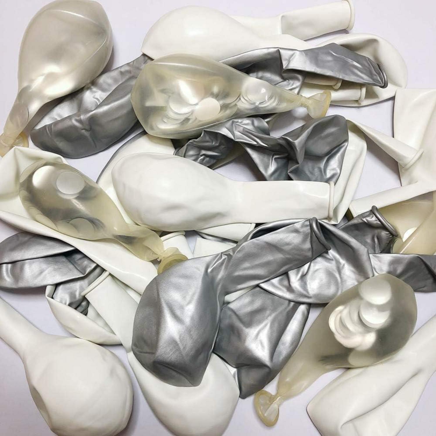 Silber Metallic Luftballons Konfetti Weiß 60 Stück für Partydekoration