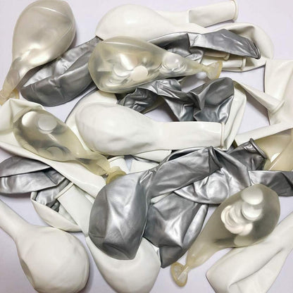 Silber Metallic Luftballons Konfetti Weiß 60 Stück für Partydekoration