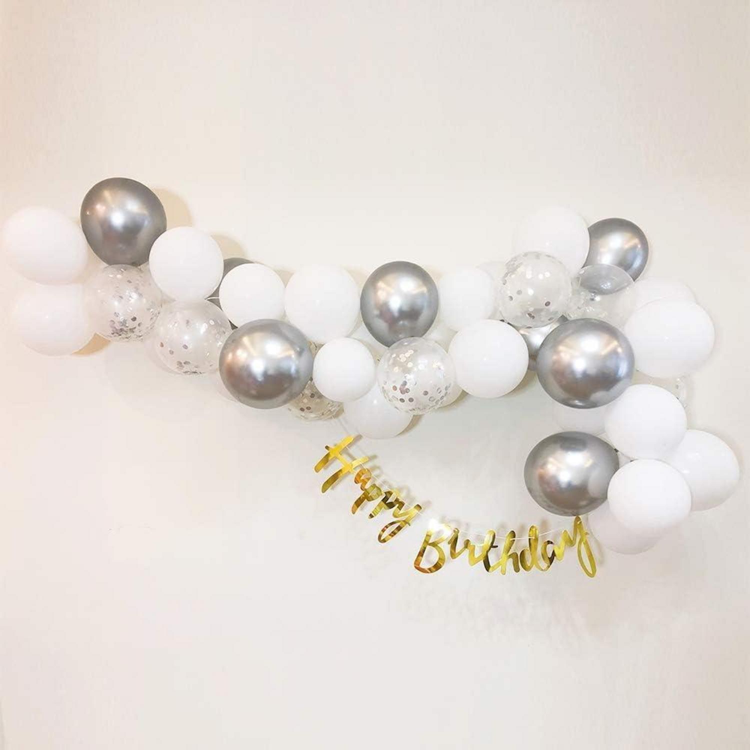 Silber Luftballons 60 Stück Metallic Konfetti Weiß Party Deko