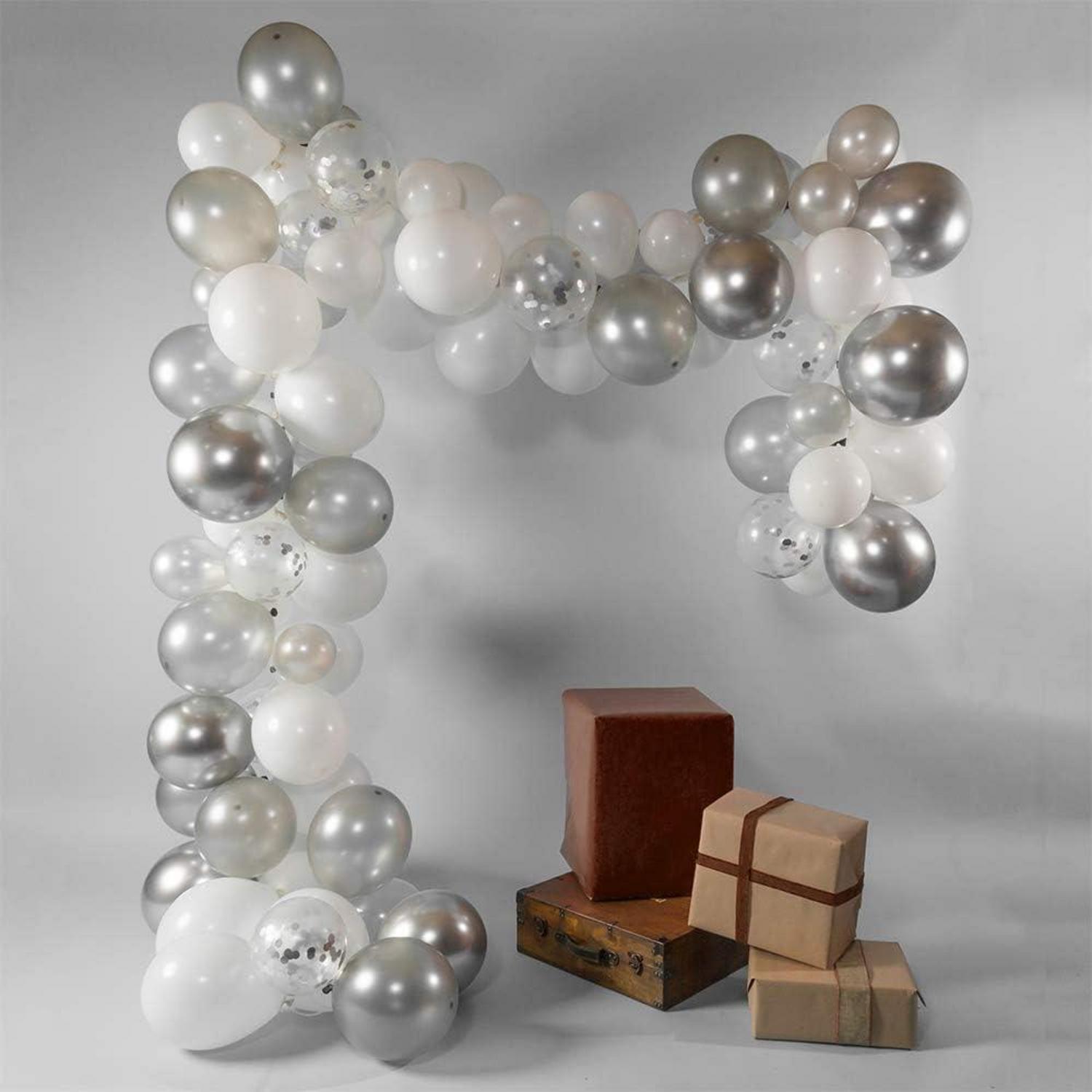 60 Silber Metallic Konfetti Ballons Geburtstag Hochzeit Deko JGA