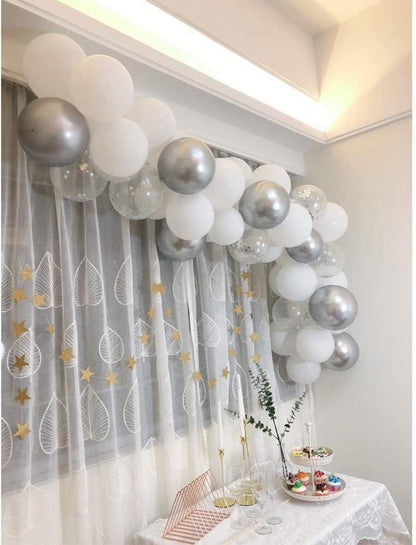 60 Silber Metallic Konfetti Ballons Geburtstag Hochzeit Deko JGA