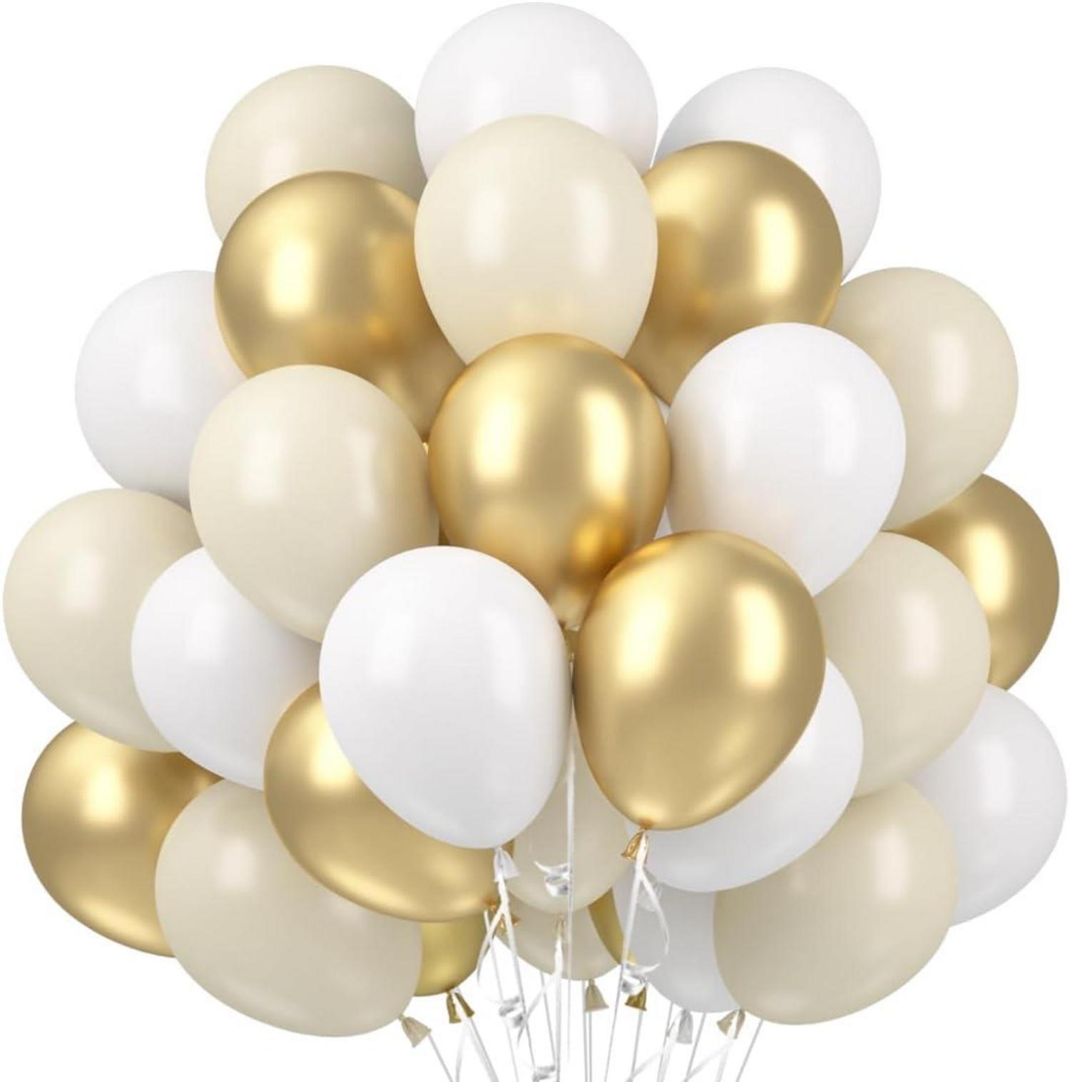 Luftballons Set Beige Weiß Gold Hochzeit Geburtstag Party