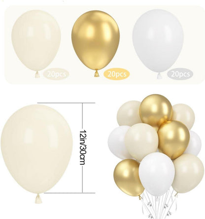 Beige Weiß Gold Luftballons Set für Hochzeit Geburtstag