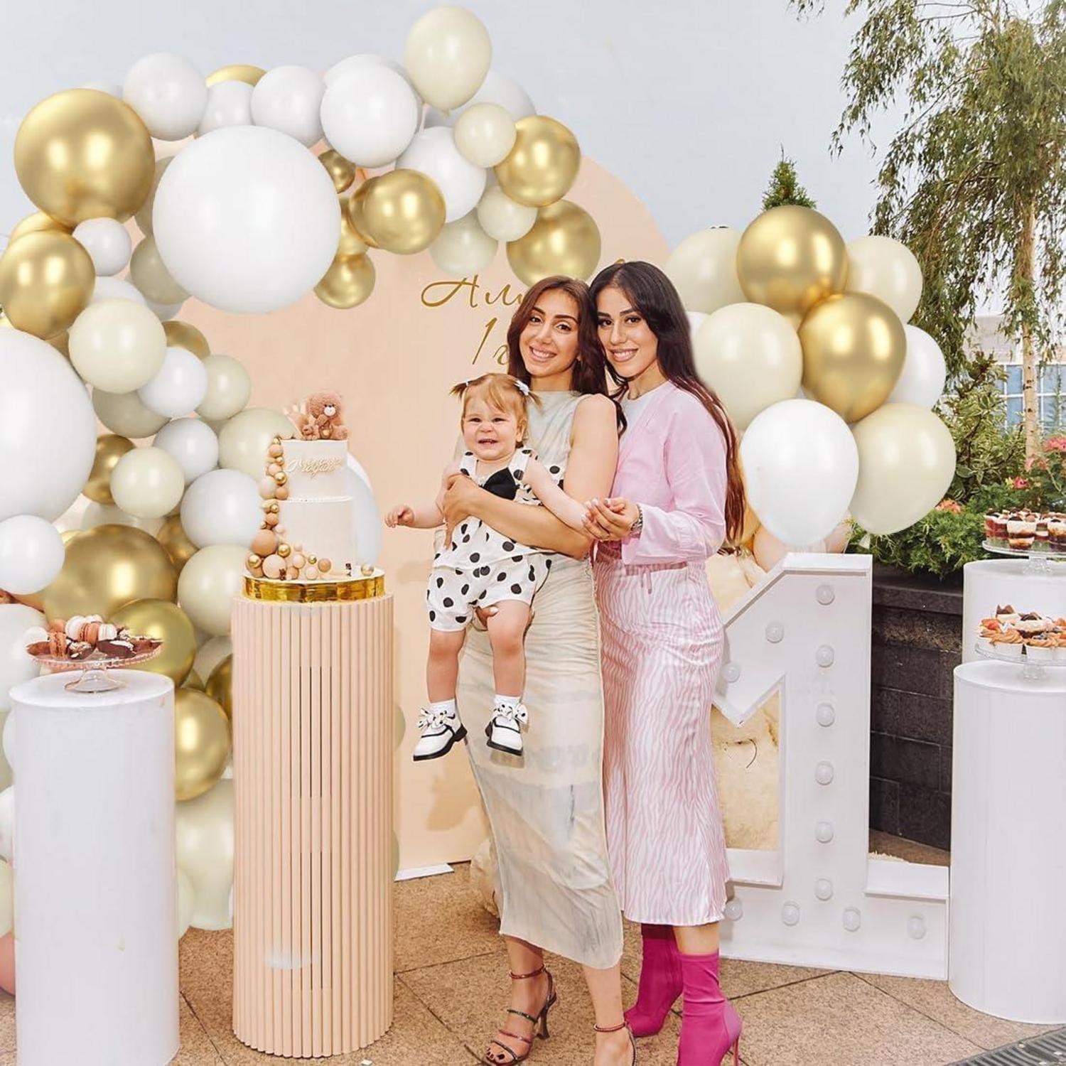 Beige Weiß Gold Latex Luftballons für Hochzeit Deko 60 Stück
