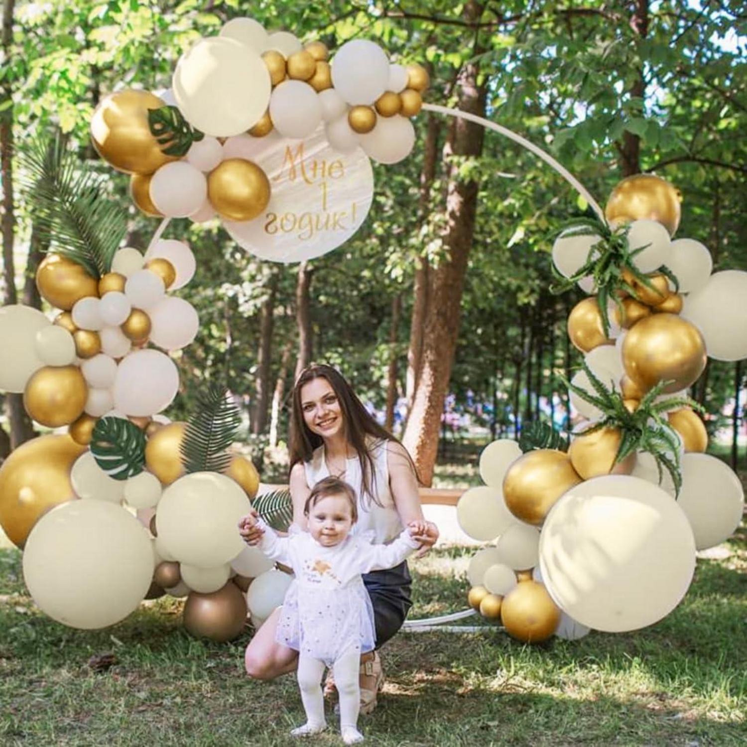60x Luxus Luftballons Set Beige Weiß Gold Hochzeit Party Deko