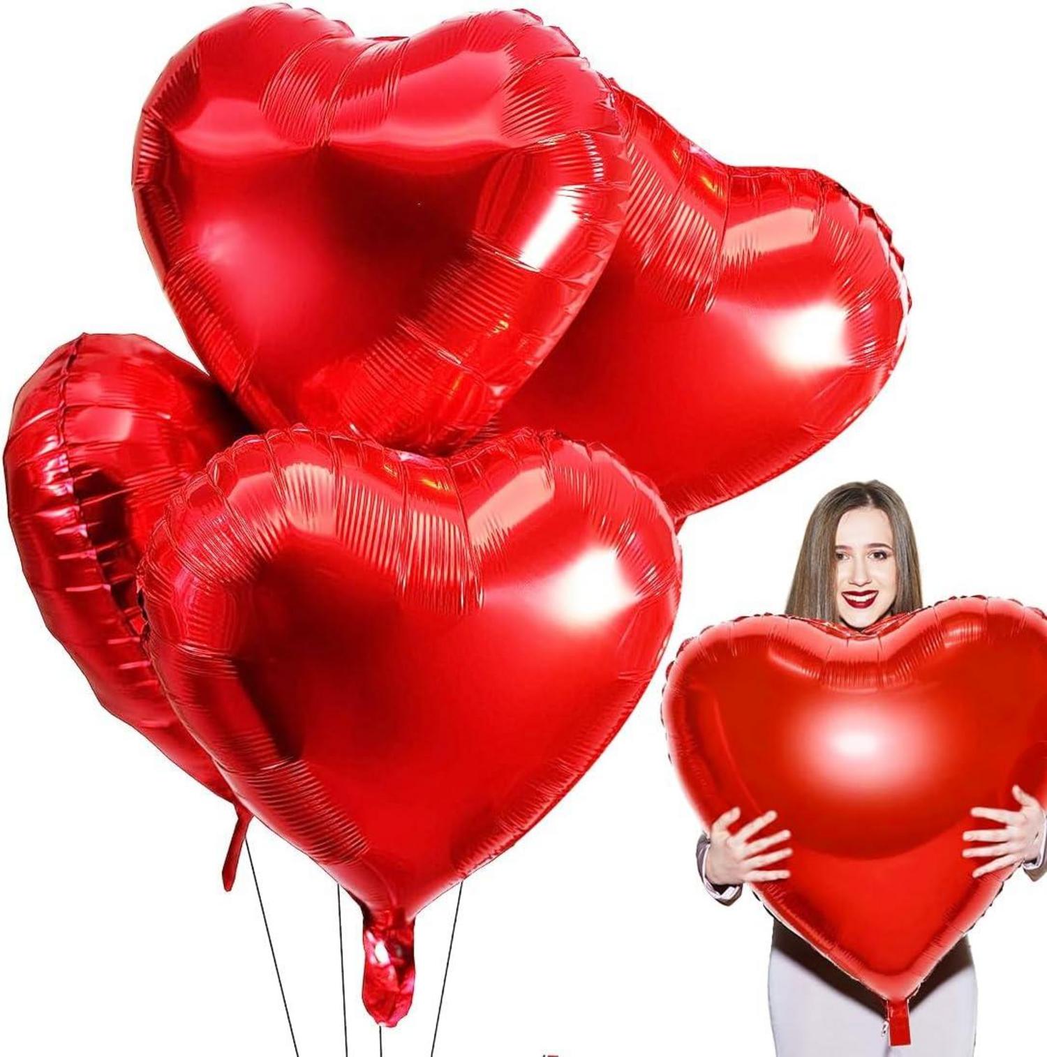 Herz Folienballon Set Rot 4PCS XXL Hochzeit Deko 32 Zoll