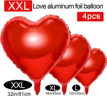 Herz Folienballon Rot 4er Set XXL 32 Zoll Helium Geeignet
