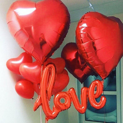 Herz Folienballon Set Rot 4PCS XXL Hochzeit Deko 32 Zoll