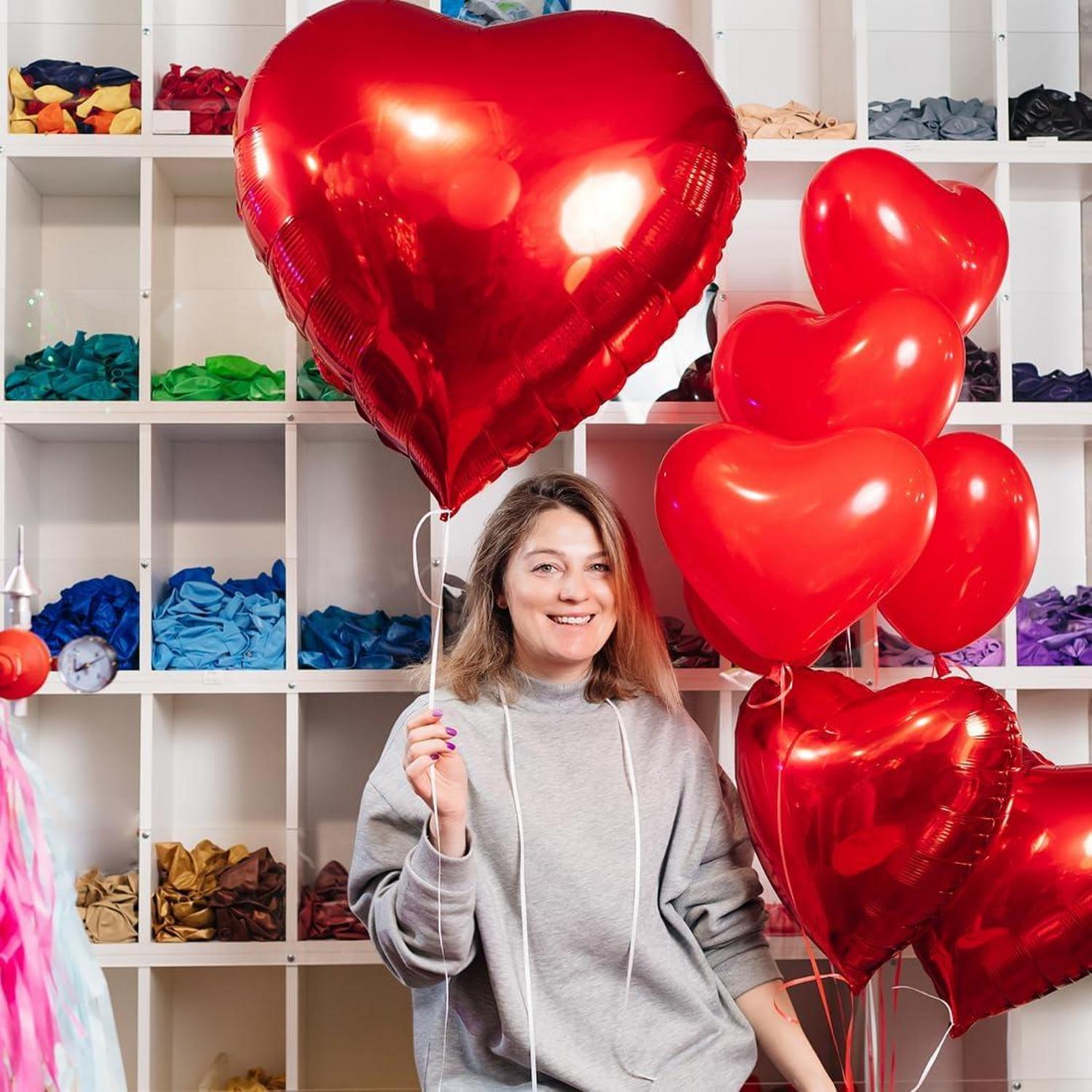 Rote Herz XXL Folienballons 32 Zoll 4er Set - Hochzeit Valentinstag