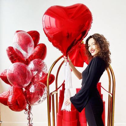 XXL Herz Folienballon Set | 4PCS Rot Herzluftballons Hochzeit 32 Zoll