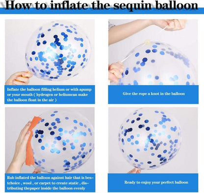 60 Blaue Luftballons für Hochzeit Party Deko mit Konfetti