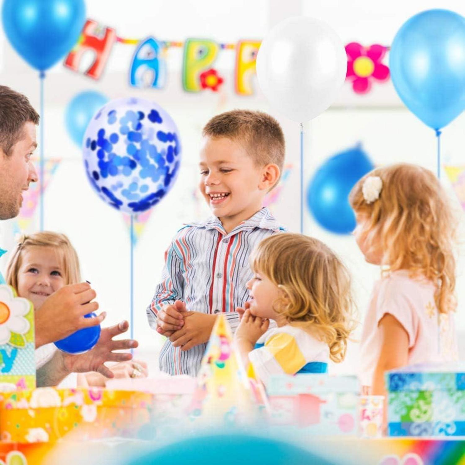 60 Stück Blau Weiße Luftballons für Hochzeit Party Geburtstag Taufe