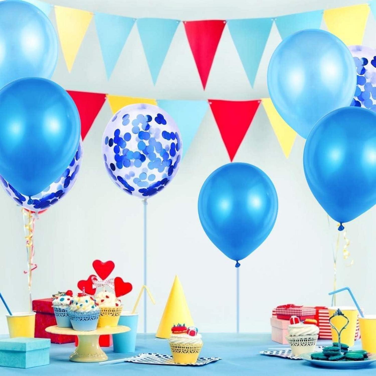 60 Stück Luftballons Blau Weiß Konfetti Hochzeit Party Geburtstag