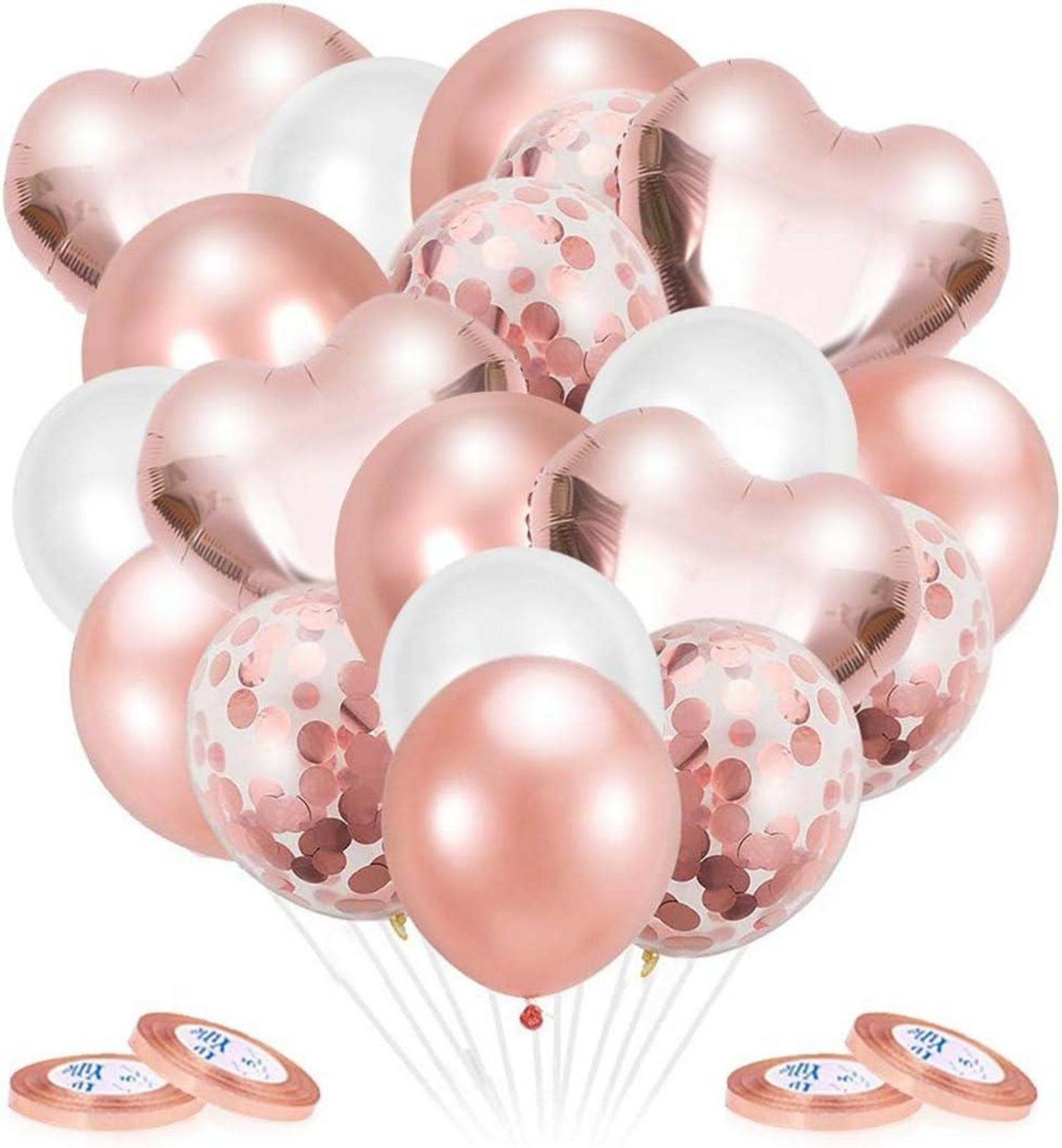 Rose Gold Luftballons Set 50 Stück Herz Latex Konfetti Party Hochzeit