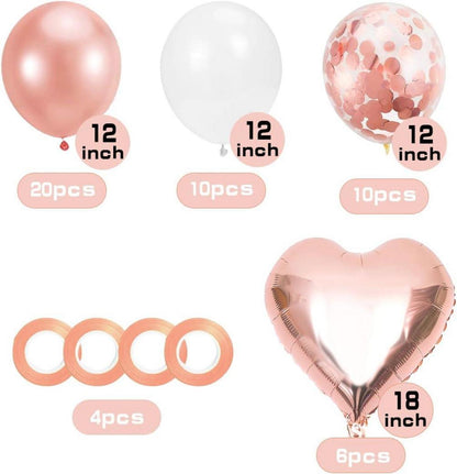 Rose Gold Luftballons Set - 50 Stück Herz Konfetti Latex
