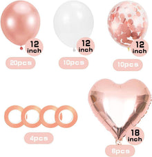 Rose Gold Luftballons Set - 50 Stück Herz Konfetti Latex