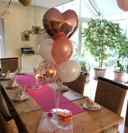 Rose Gold Luftballons Set 50 Stk Latex Konfetti Helium Herz Folienballon