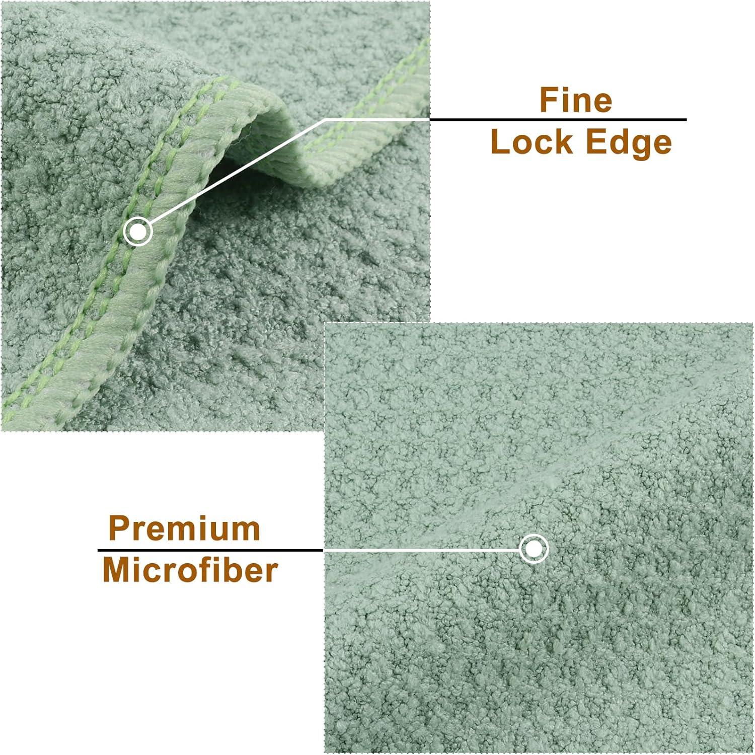 3er Pack Grüne Microfaser Geschirrtücher 40x56 cm - Super Saugfähig & Fusselfrei