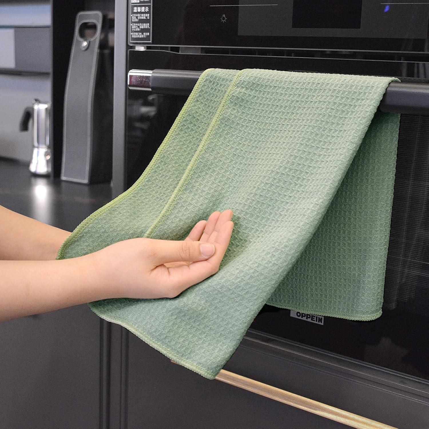 VIVOTE Microfaser Grüne Geschirrhandtücher 3er Pack 40x56cm, Saugfähig & Fusselfrei