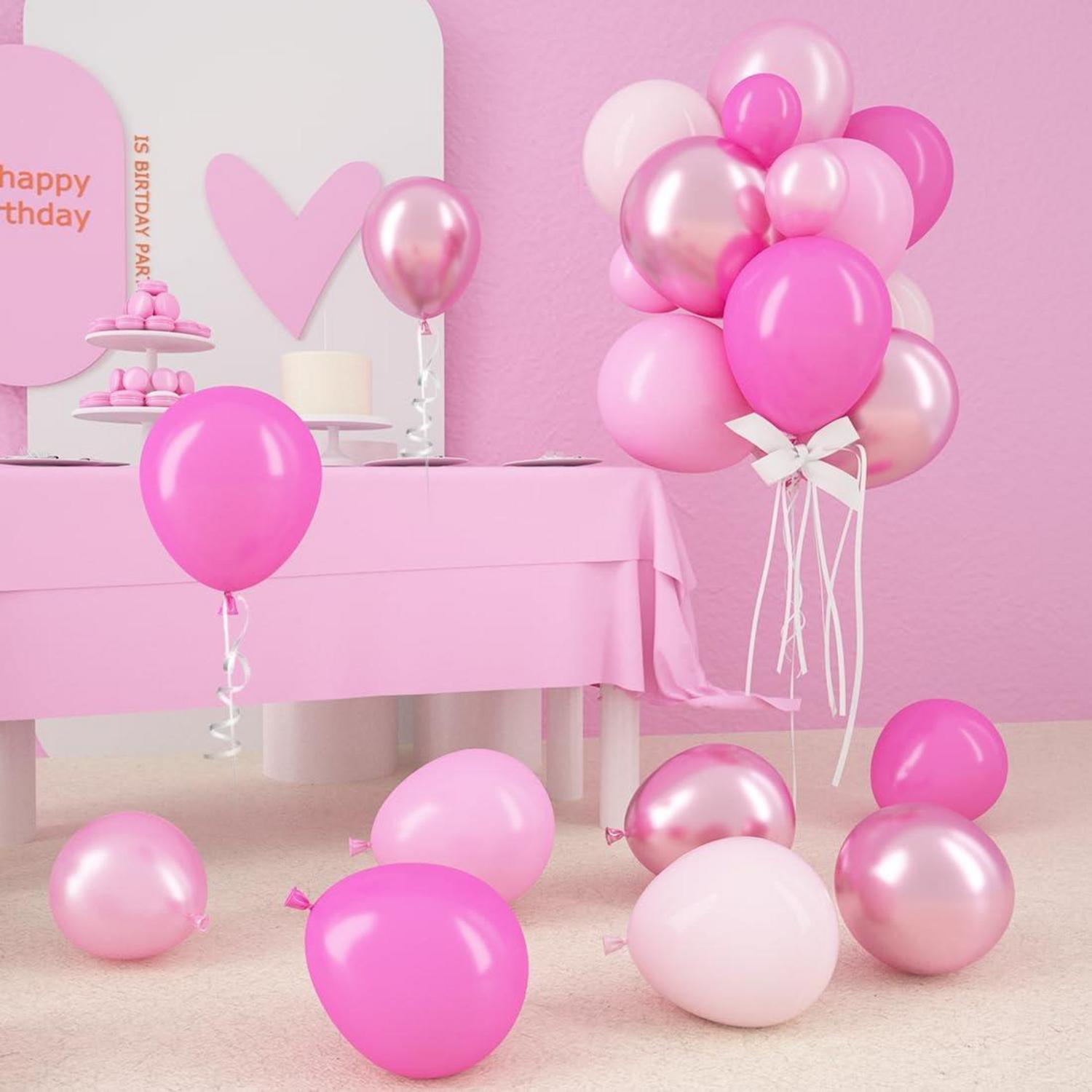 60 Rosa Luftballons Metallic Hellrosa Perlrosa Macaron Party Deko