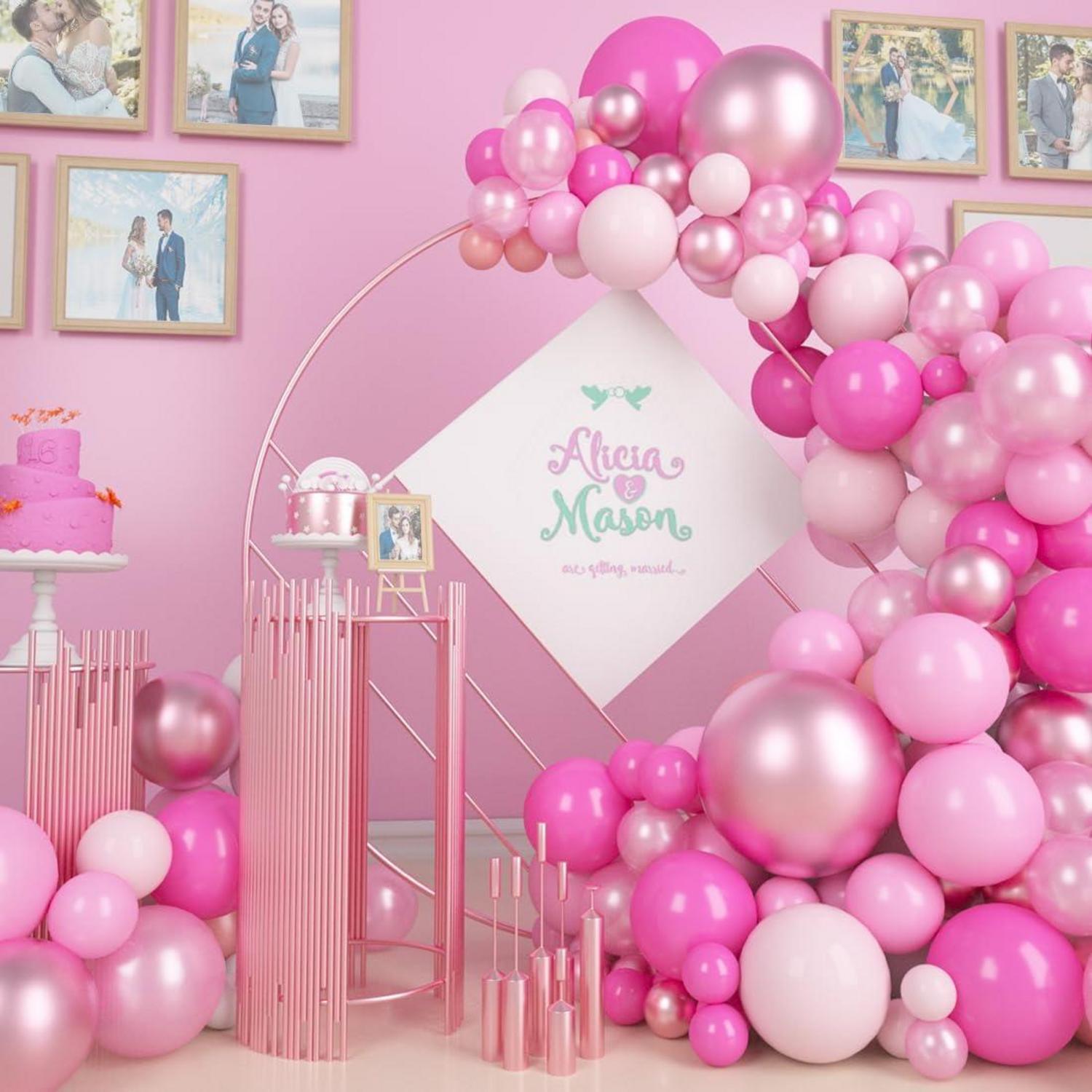 60x Rosa Metallic Luftballons 12 Zoll - Hochwertige Party Deko Mädchen Geburtstag Babyparty