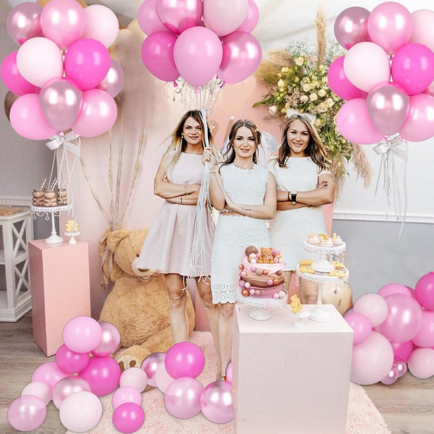 60x Metallic Rosa Luftballons Set 12 Zoll Hochzeit Geburtstag Mädchen Babyparty