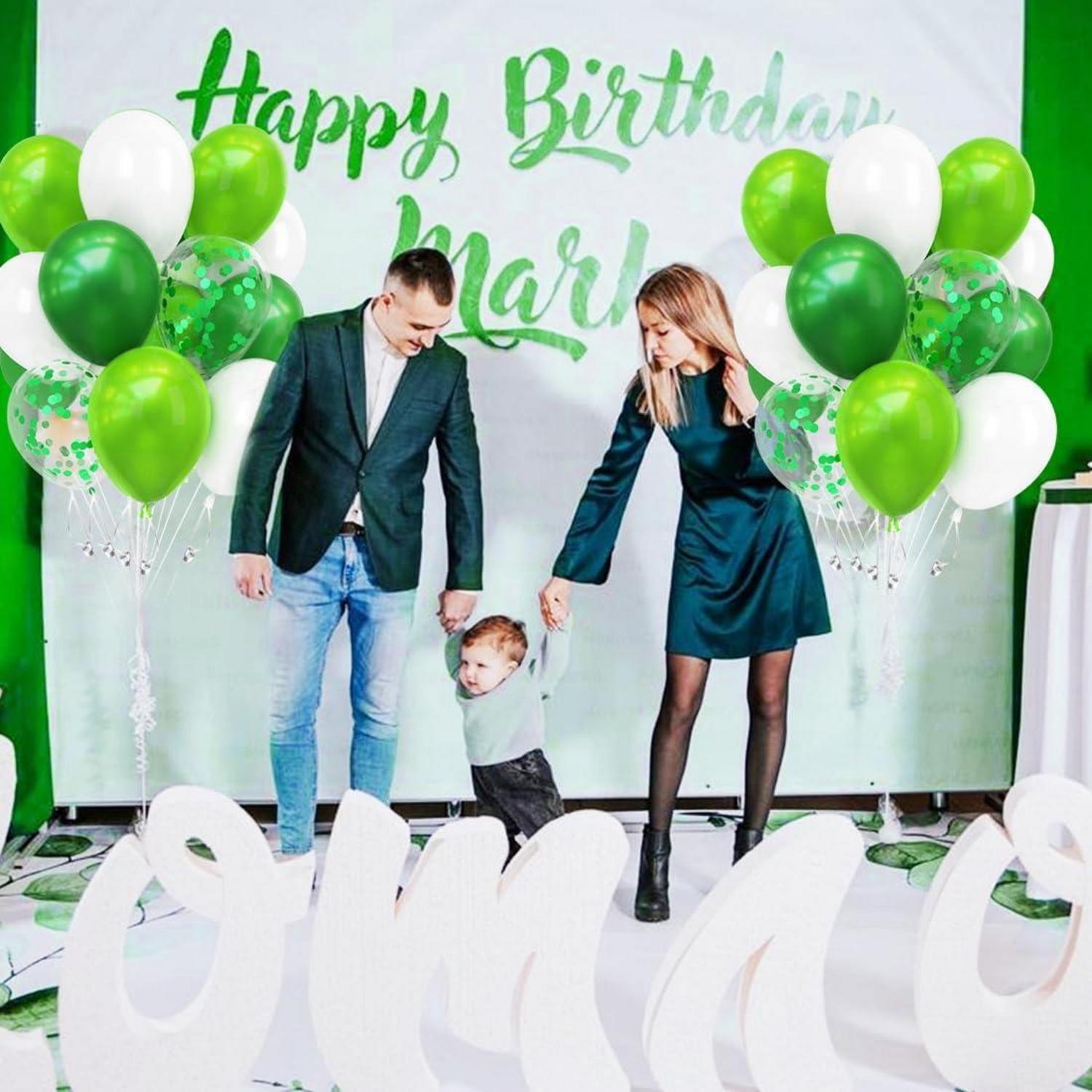 60 Stück Luftballons Grün Weiß Helium Latexballons für Hochzeit Geburstags Taufe