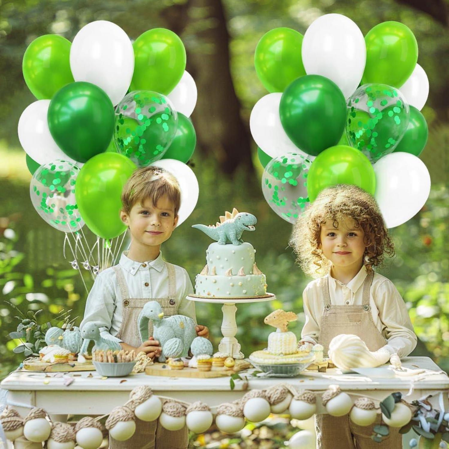 Luftballons Grün Weiß Konfetti Ballons 60 Stück Hochzeit Geburtstag