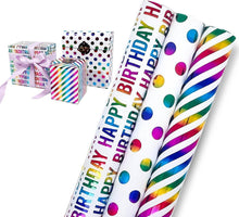 Geschenkpapierrollen 3er Set Geburtstag Weihnachten Muttertag