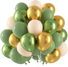 60 Stück Grüne Gold Metallic Luftballons Party Deko Olive Salbeigrün