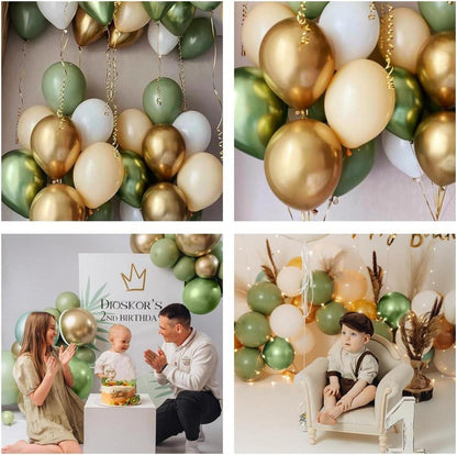 60 Stück Metallic Grüne Gold Luftballons Set für Geburtstag Hochzeit