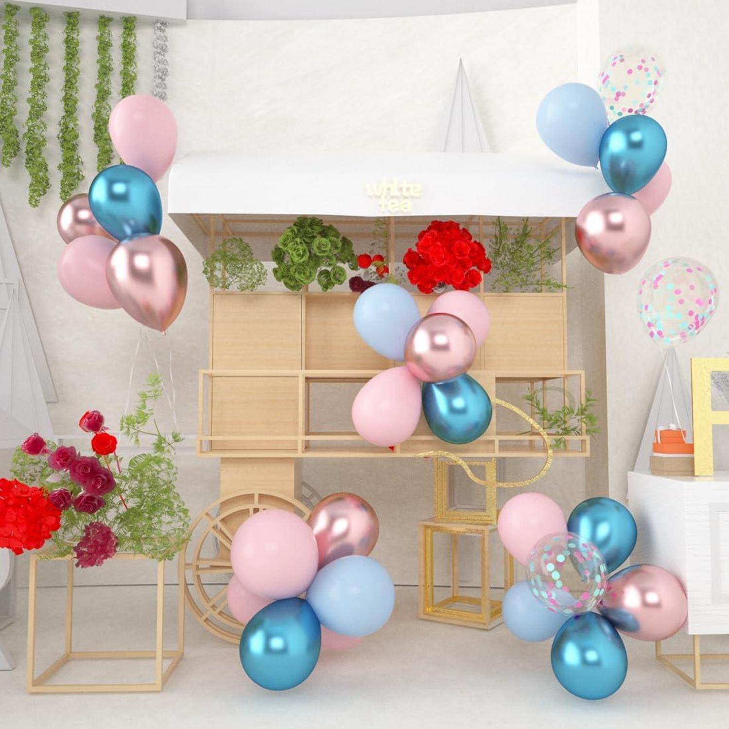 60 Stück Luftballons Macaron Rosa Blau Metallic Gender Reveal Baby Shower