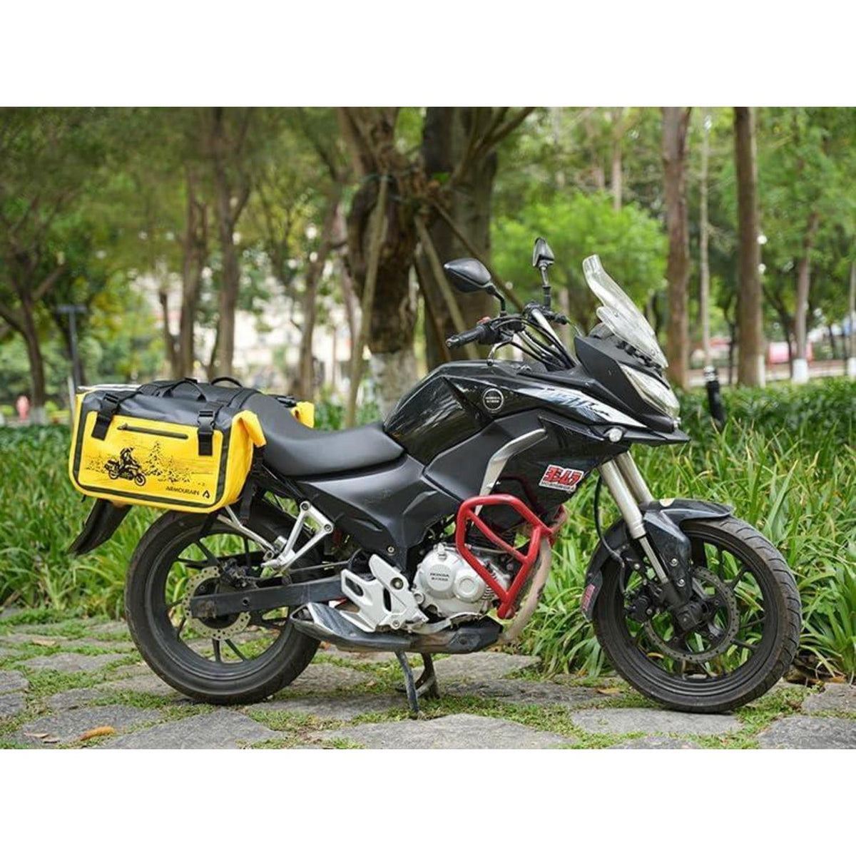 Motorrad Seitentasche 50L Wasserdicht Gelb mit Abnehmbarer Platte