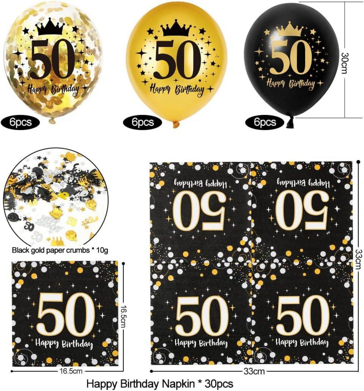 Servietten 50. Geburtstag Mann - 30 Stück + 18 Deko