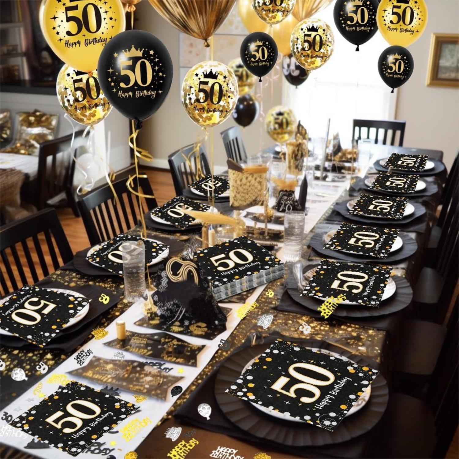 Servietten 50. Geburtstag Mann 30 Stück + 18 Deko Luftballons