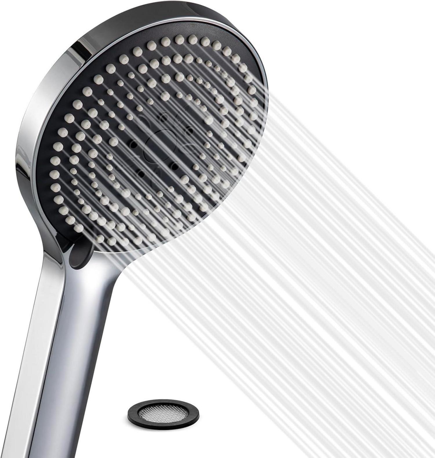 Duschkopf mit 6 Strahlarten, groß, wassersparend, chrom, xxl