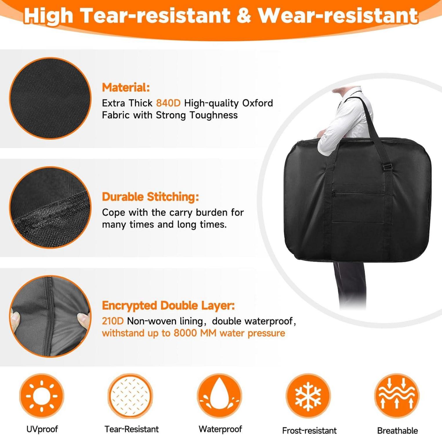 Faltbare Fahrrad-Reisetasche wasserdicht 50,8cm multifunktionale Tragetasche starkes Gurtband