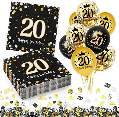 20. Geburtstag Servietten Deko Set mit Luftballons
