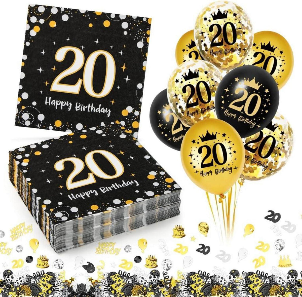 20. Geburtstag Servietten Deko Set mit Luftballons