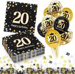 20. Geburtstag Servietten Deko Set mit Luftballons