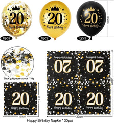 Servietten 20. Geburtstag Deko Set 30 Stück Mann Frau