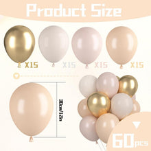 60x Beige Apricot Luftballons Set mit Metallic Champagner