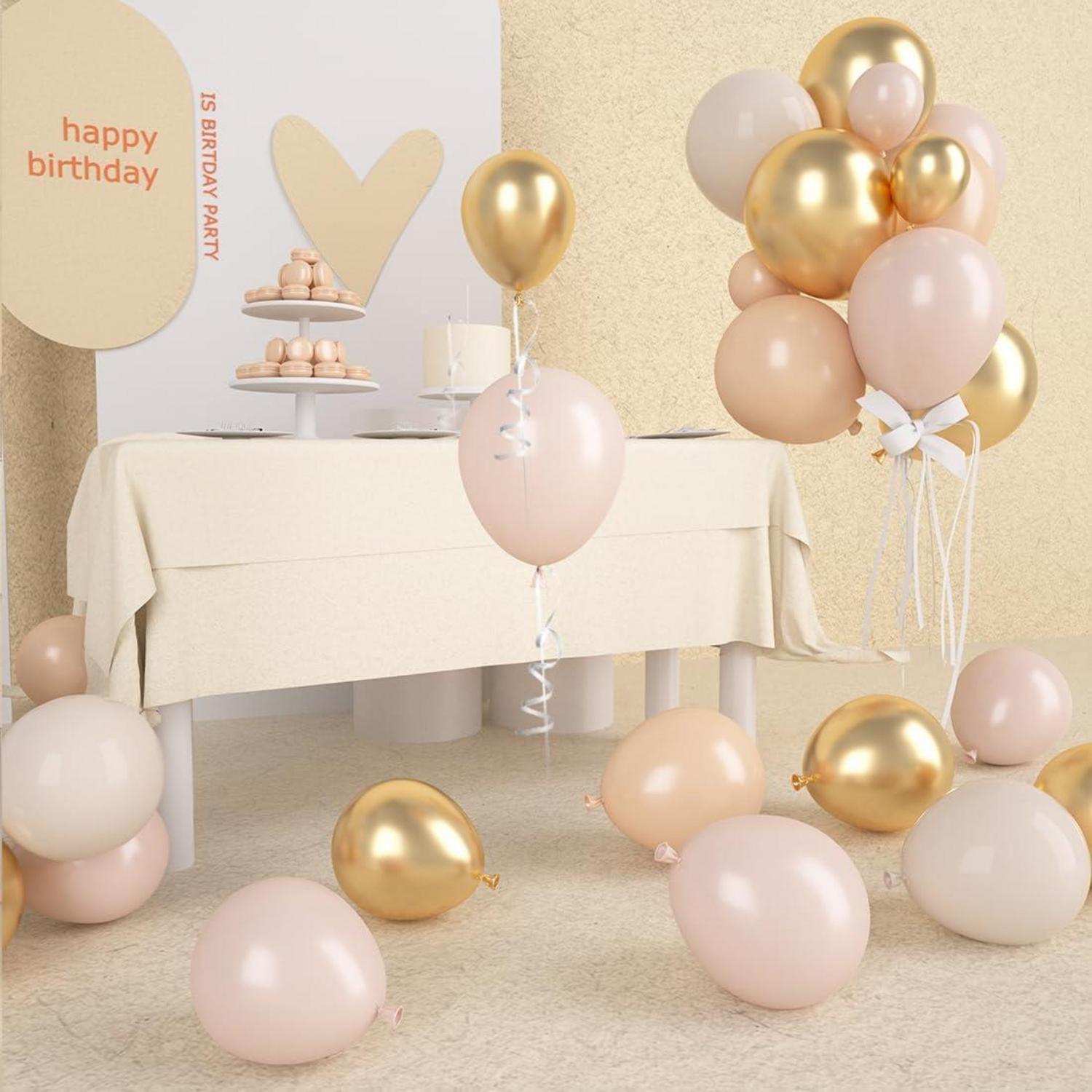 Latex Luftballons Beige Apricot Champagner Gold Metallic 60 Stück