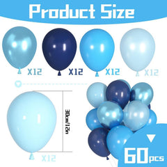 60 Blaue Luftballons Set Metallic Helium Marineballon Baby