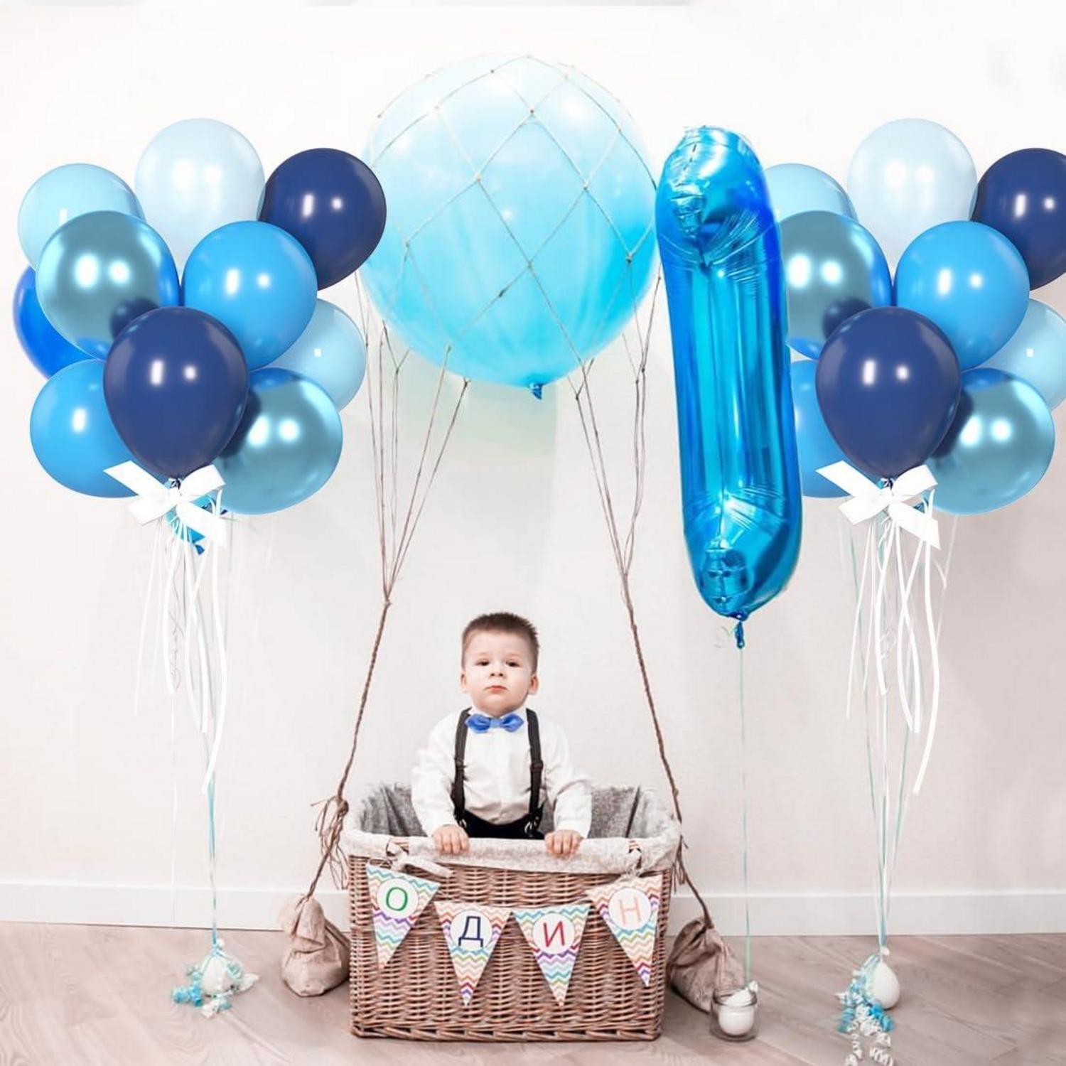 60x Blaue Metallic Helium Luftballons Set Geburtstag Hochzeit Baby Blau