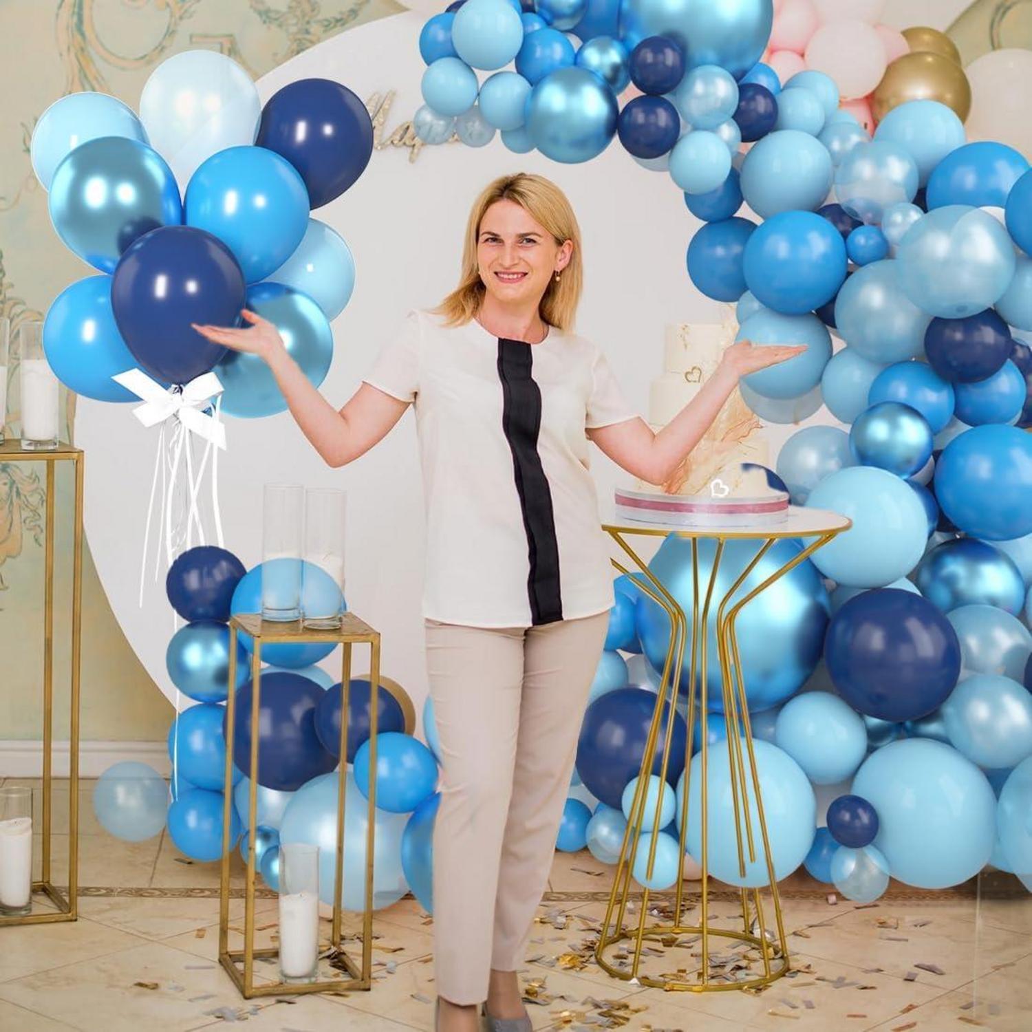 60 Blaue Luftballons Set, Metallic Helium Ballons für Geburtstag