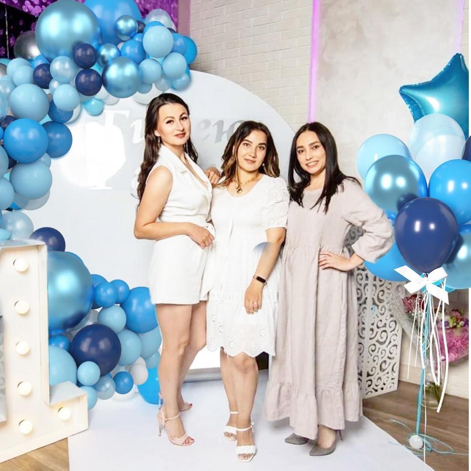 60x Blaue Metallic Helium Luftballons Set Geburtstag Hochzeit Baby Blau