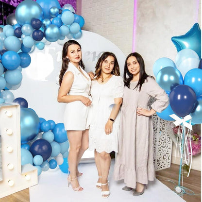 60x Blaue Metallic Helium Luftballons Set Geburtstag Hochzeit Baby Blau