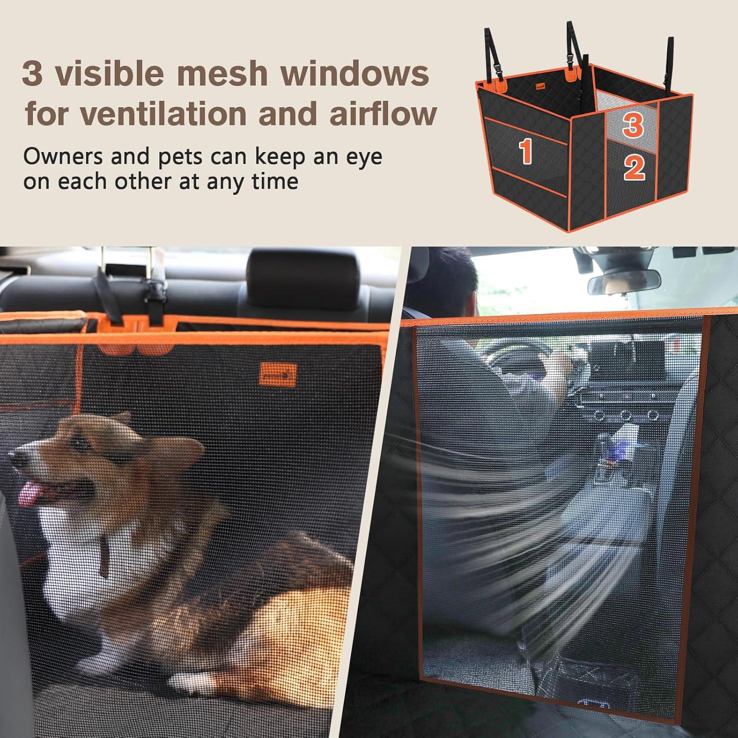 Hundeautositz XL für Mittelgroße und Große Hunde 70x61x55 cm mit 4