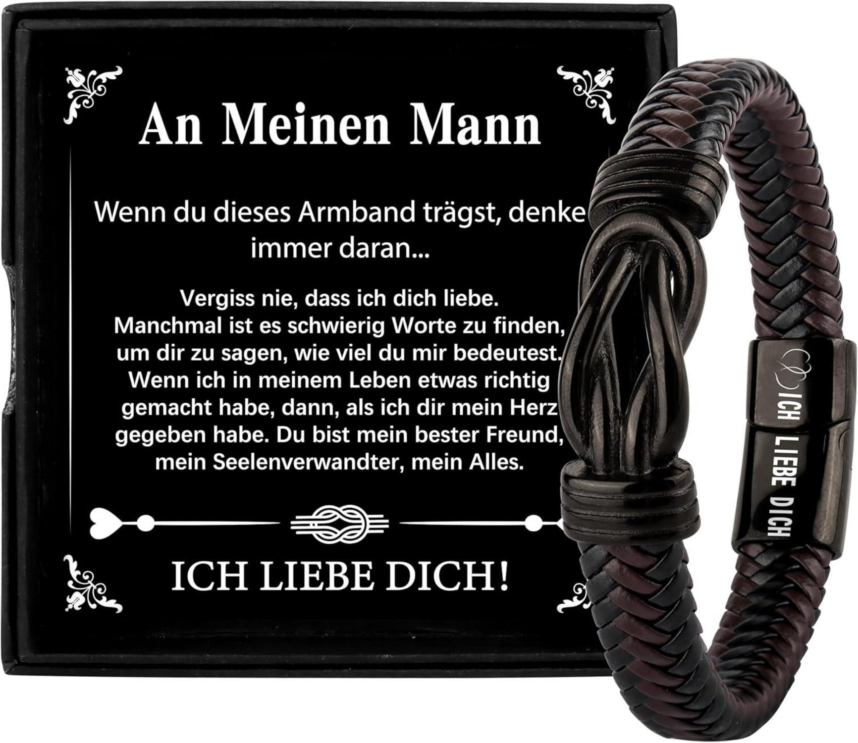Armband Edelstahl Leder Karte Geschenkbox 20cm.setWindowTitleIch liebe